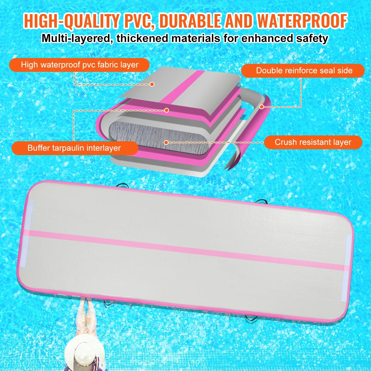 10/13/16 ft Gymnastics Air Mat Thickness Inflatable Gymnastics Tumbling Mat Tumble Track with Electric Pump Training Mats