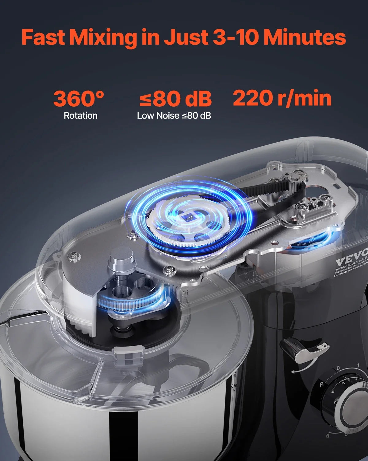 Stand Mixer, 6 QT Dough Mixer, 660W 6 + P Speeds Tilt-head Food Mixer with Stainless Steel Bowl, Dough Hook, Wire Whip