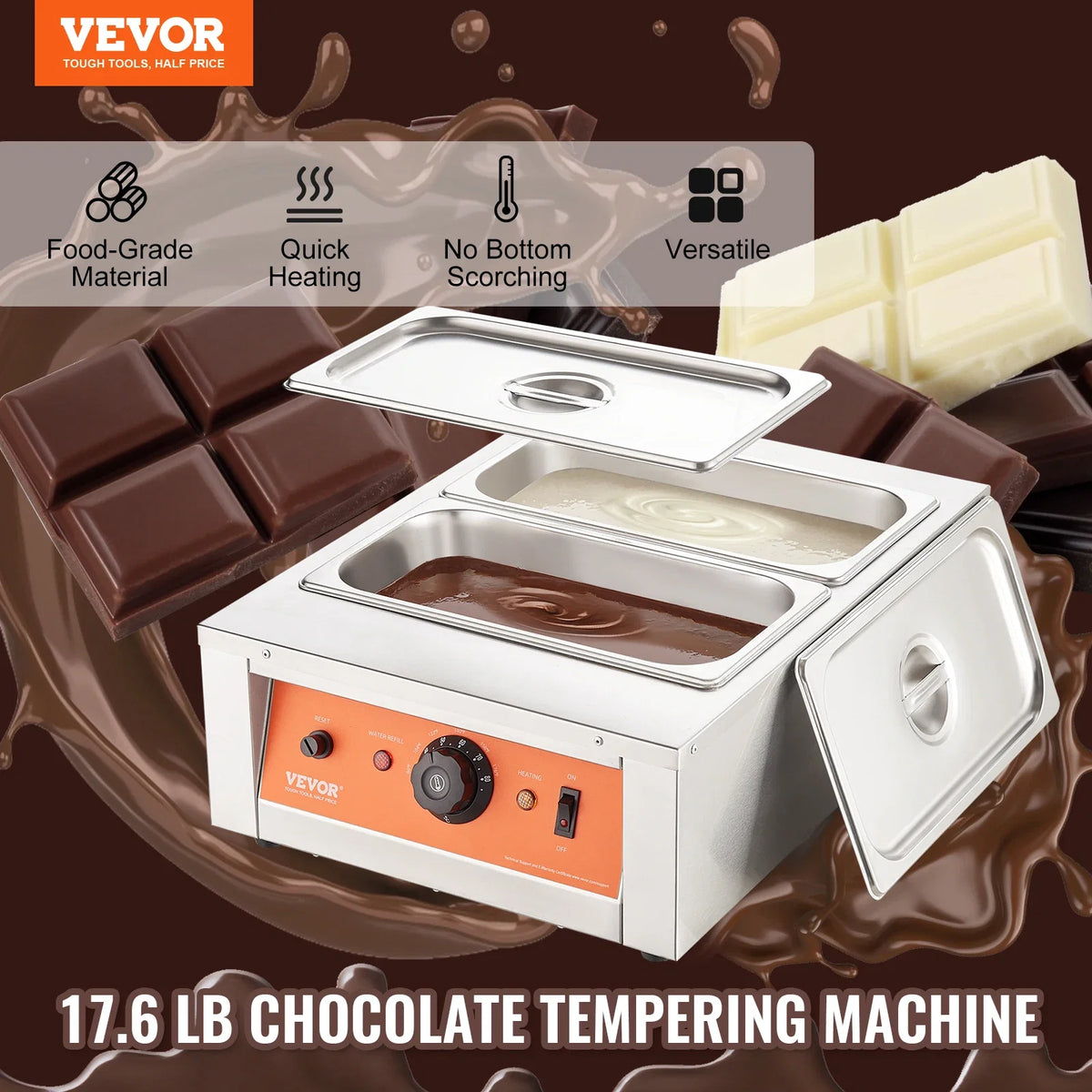 Chocolate Tempering Machine,Stainless Steel Electric Commercial Food Warmer For Chocolate/Milk/Cream Melting and Heating