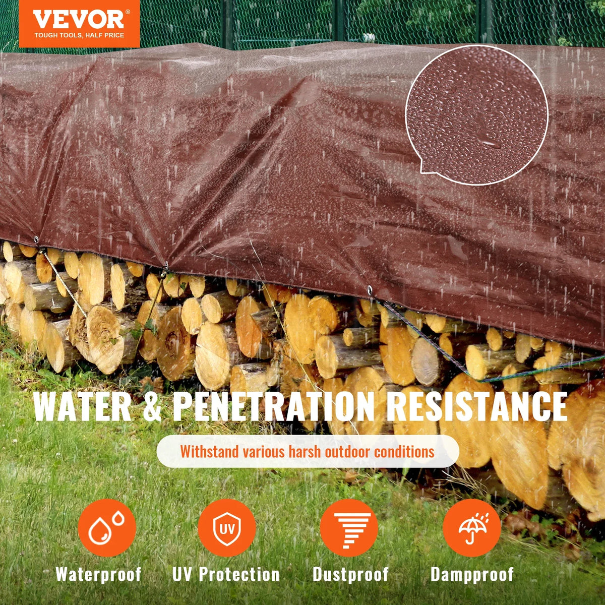Heavy Duty Tarp 16 Mil Thick Waterproof Tear Proof Poly Plastic Tarps Cover Multi-Purpose Outdoor Tarpaulin for Truck