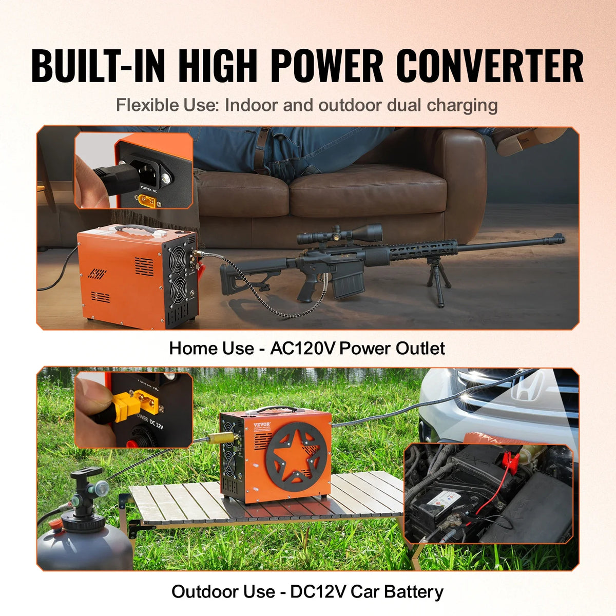 PCP Air Compressor 4500PSI/30Mpa Portable PCP Airgun Compressor Water-Free Air Rifle Paintball Scuba Tank Compressor Pump