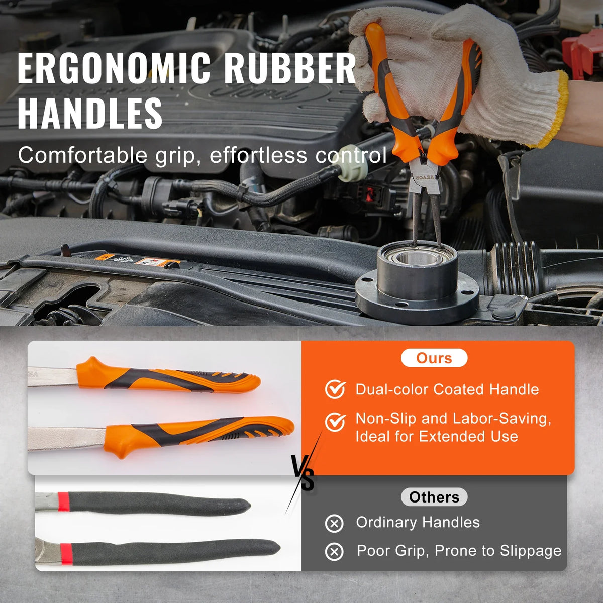 4-Piece 0.07" Snap Ring Pliers Set Tip Diameter High Carbon Steel Straight and Bent Jaw Heavy Duty Pliers and Tool Bag