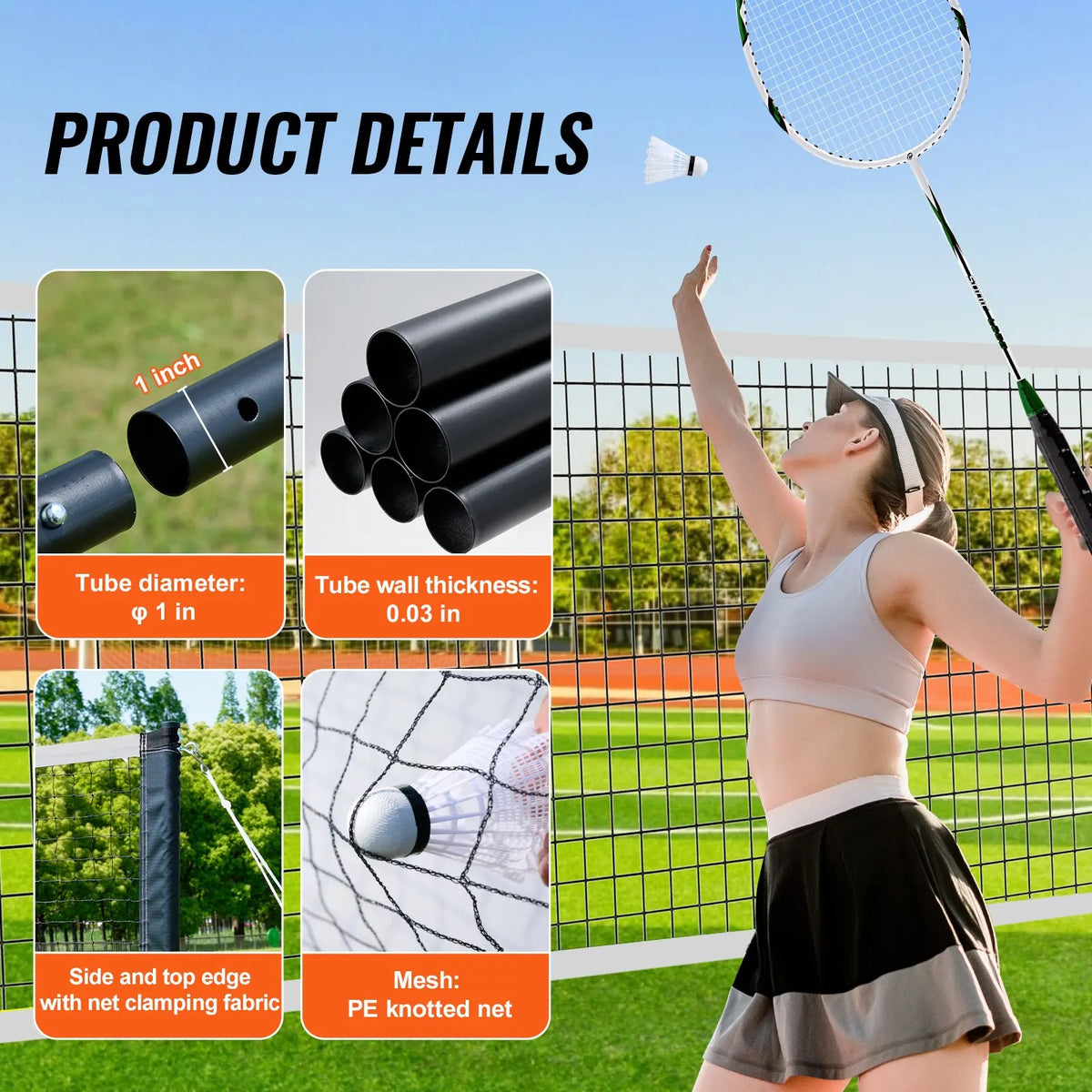 Badminton Net Set,Outdoor Backyard Beach Badminton Net,Portable Badminton Equipment Set,Adults Badminton Net with Poles