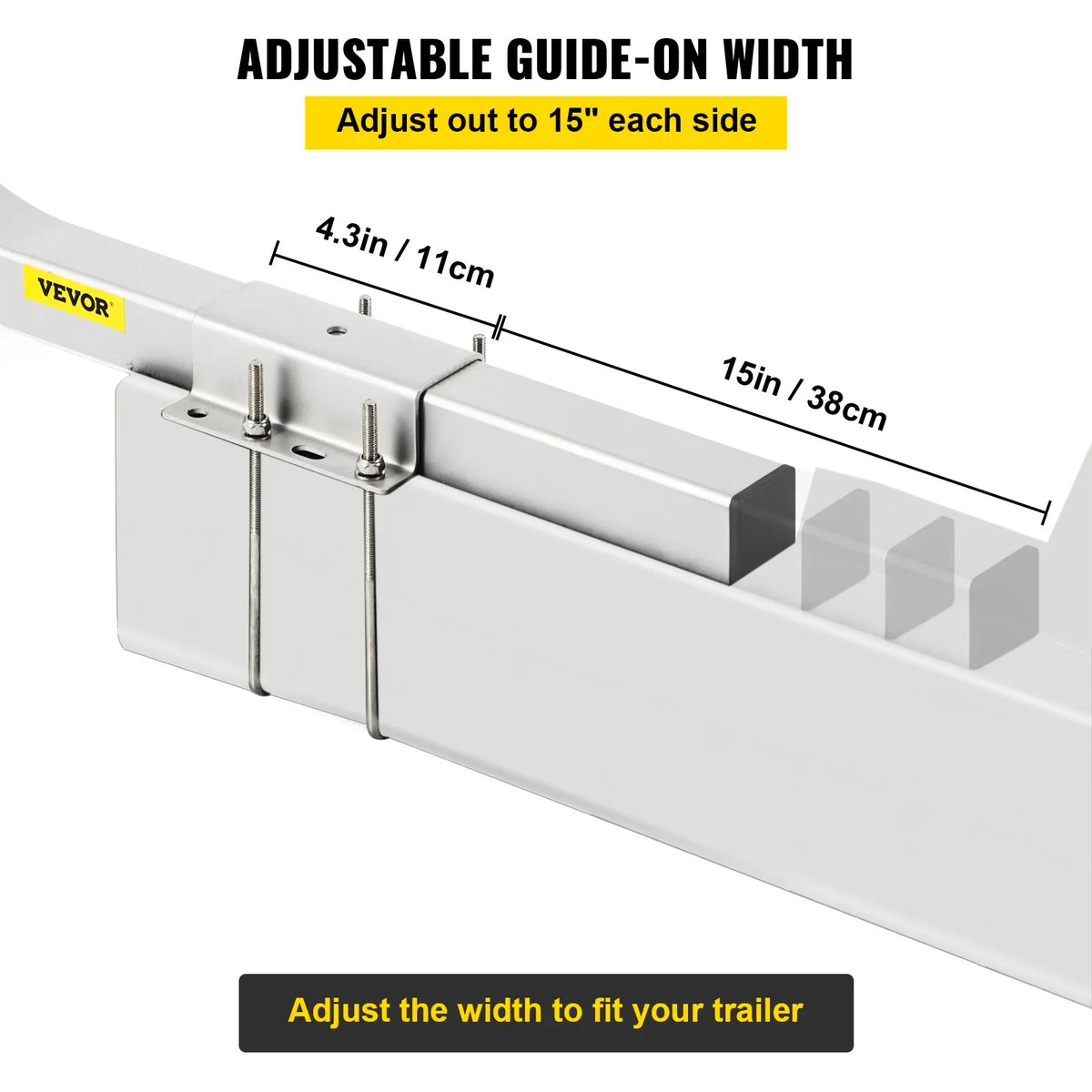 22\", 2PCS Steel Trailer Post Guide ons, with White PVC Tube Covers, for Ski Boat, Fishing Boat or Sailboat Trailer