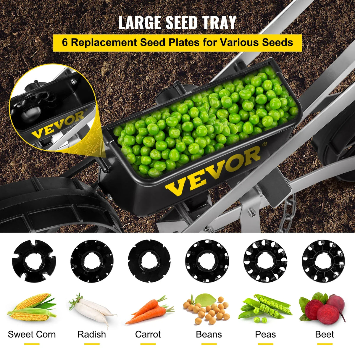 Garden Seeder Walk-Behind Garden Push Seeder Manual Row Crop Planter Garden Lawn Spreader for Sowing Seed for Various Seed