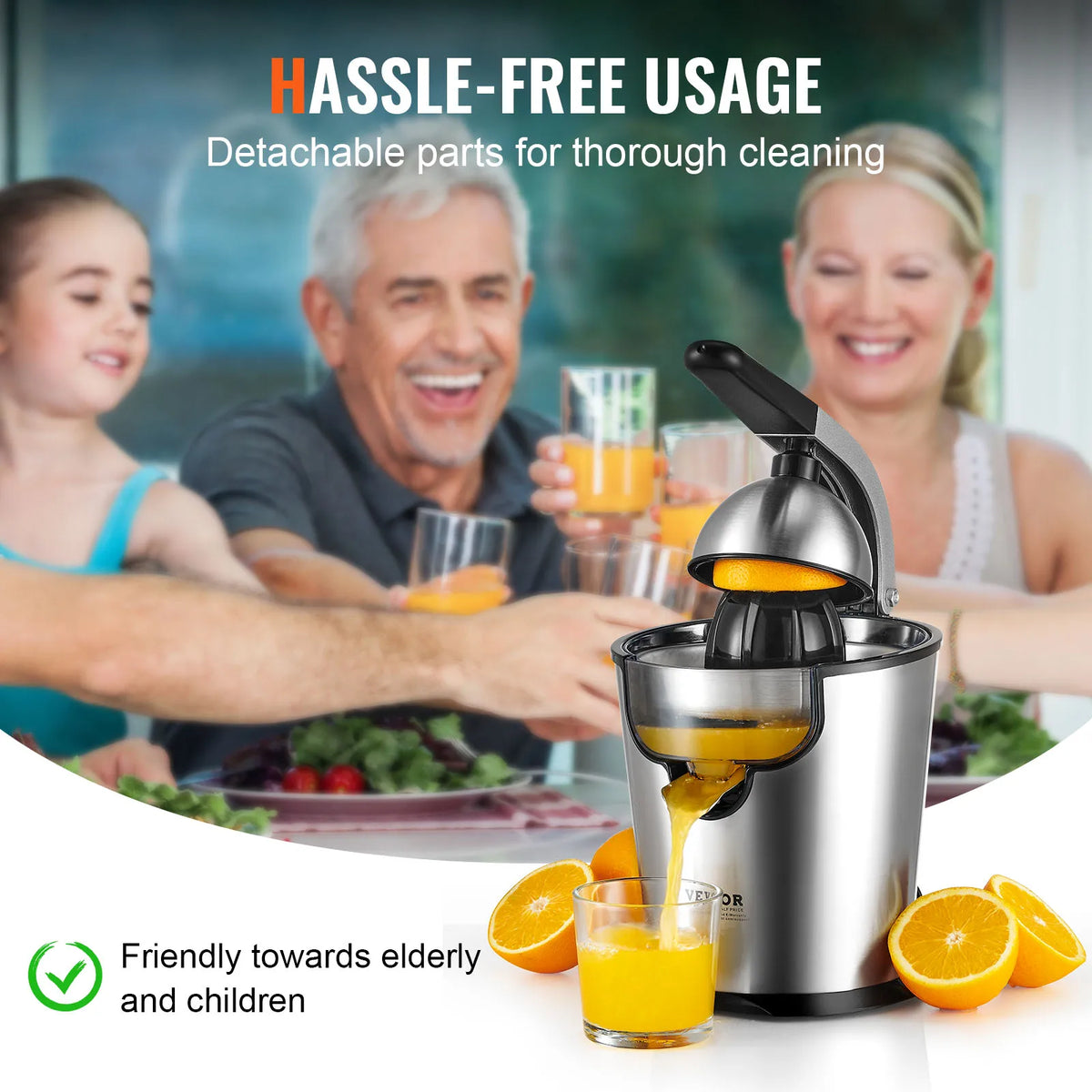 Electric Citrus Juicer Orange Juice Squeezer with Two Size Juicing Cones 300W Orange Juice Maker with Soft Grip Handle