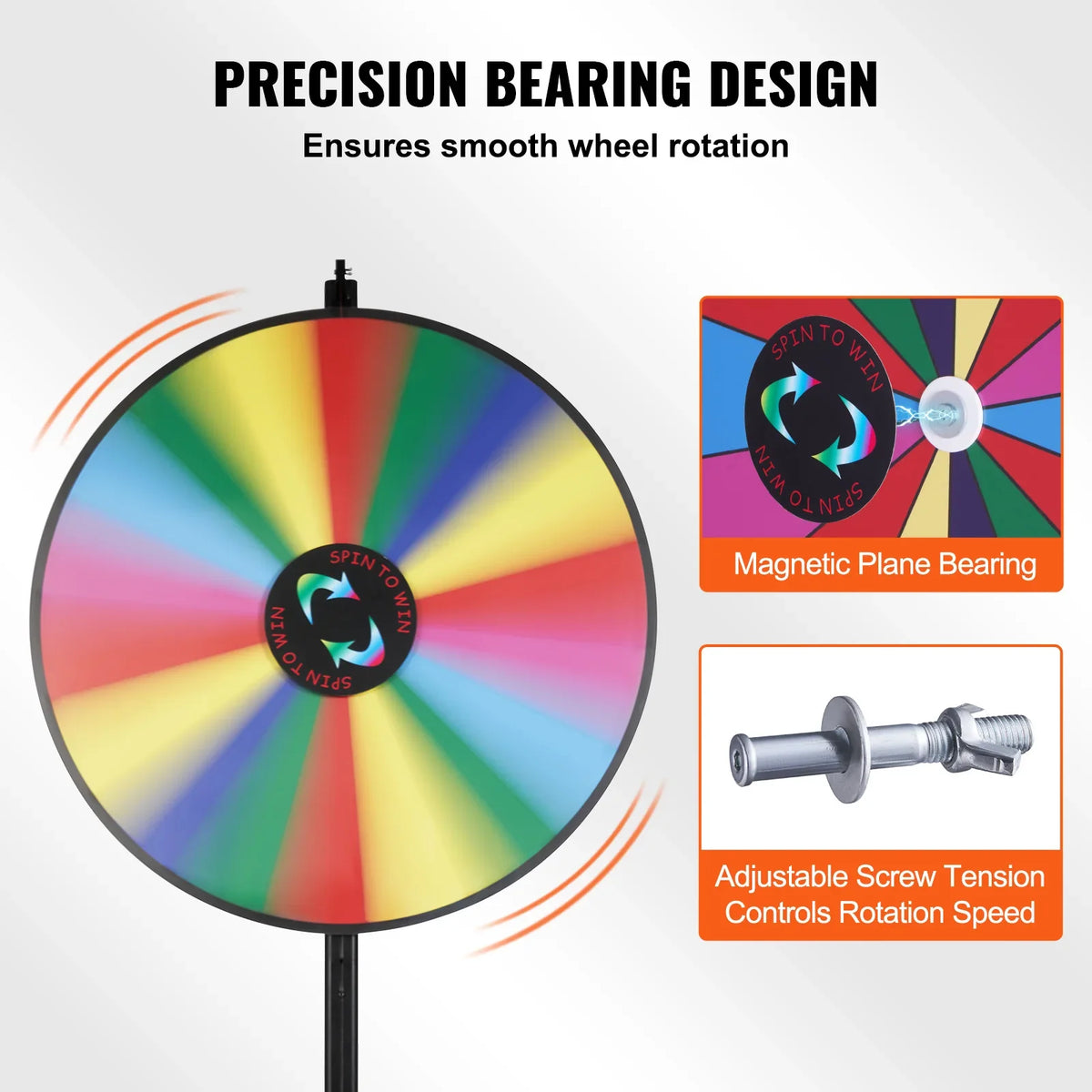 18/24/36 inch Spinning Prize Wheel 14 Slots Spinning Wheel Tabletop or Floor Standing Win Fortune Spin Games in Party Pub
