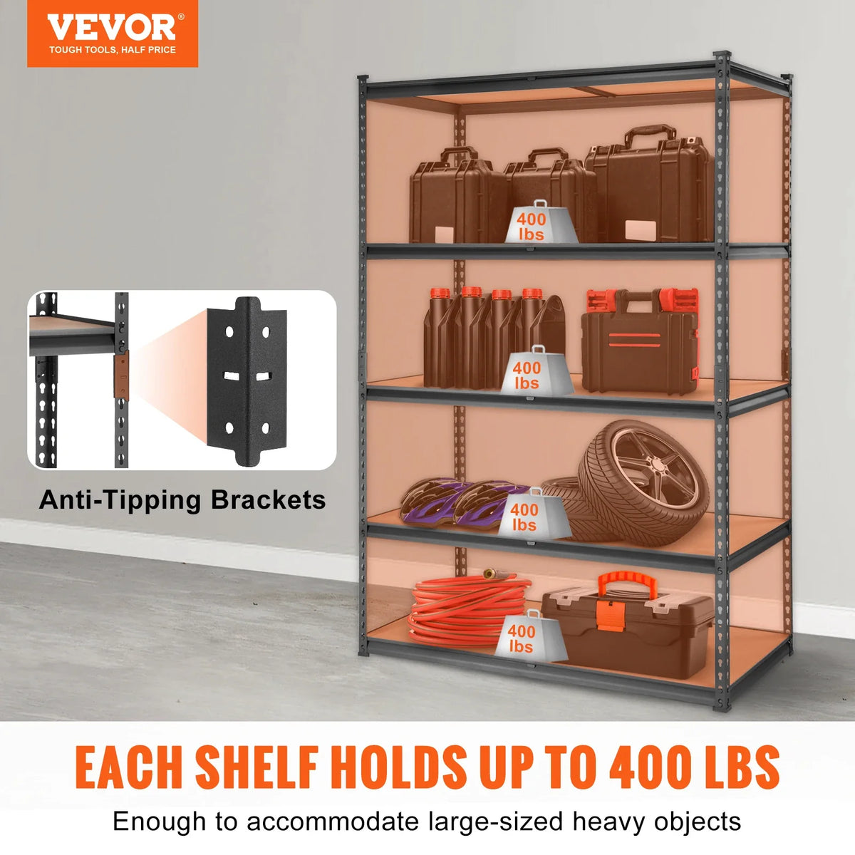 5 Layers Standing Storage Shelving Unit Heavy Duty Organizer Metal Rack for Kitchen Living Room Warehouse Flower Stand
