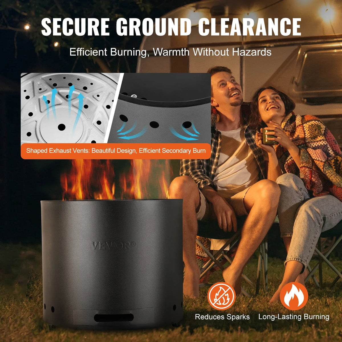 Smokeless Fire Pit Stove Bonfire Wood Burning Fireplaces with Removable Ash Pan SUS430 Portable Outdoor Firepit for Patio