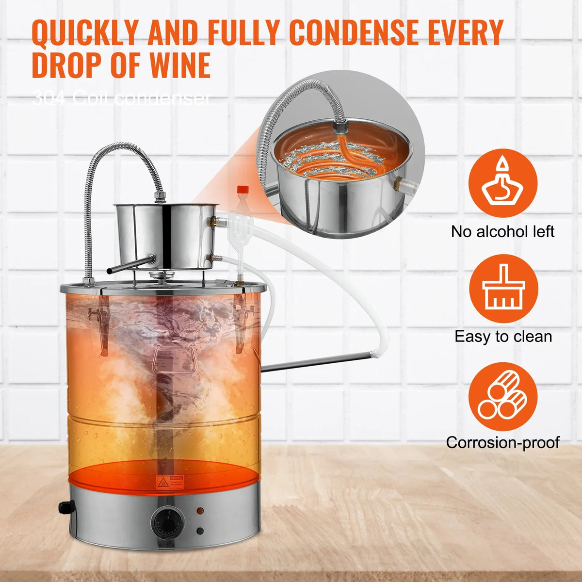 Alcohol Still, 30L 50L Water Alcohol Distiller, Home Distillery Kit w/ Stainless Steel Tube & Pump & One-way Exhaust Valve