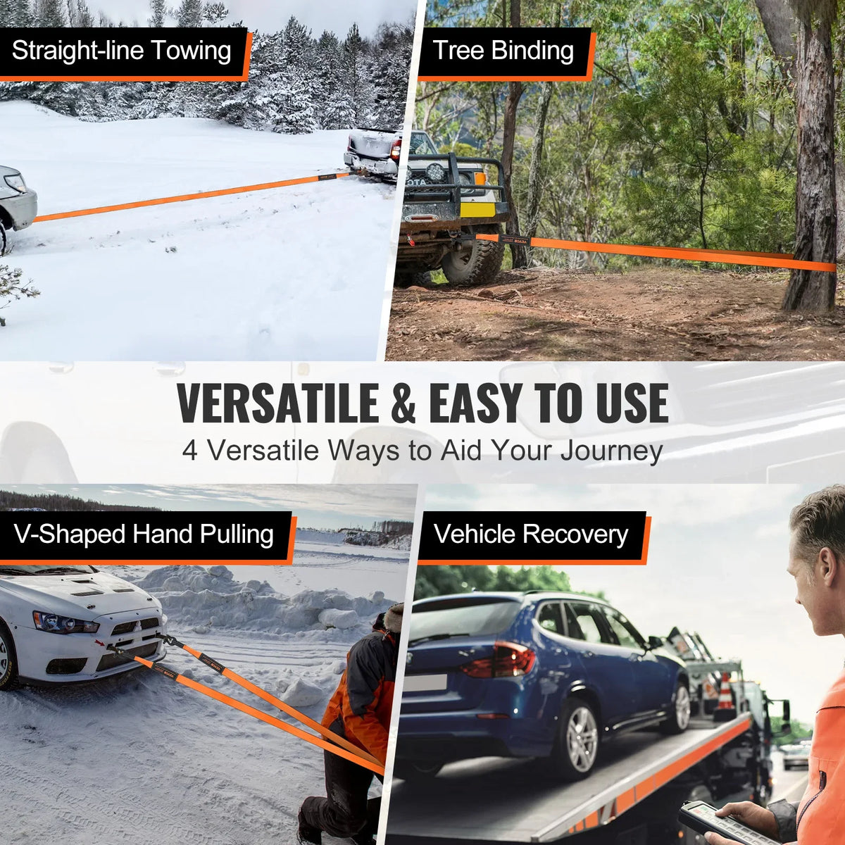 3" x 30' Heavy Duty Winch Recovery Kit with 30000 lbs Tow Straps 44092 lbs D-Ring Shackles for ATV Jeep Truck