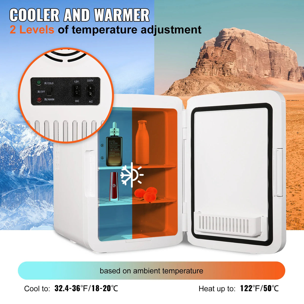 10L Car Refrigerator Mini Portable Skincare Fridge Cooling Freezer Food Drink Storage Box Container for Home Car Bar Use
