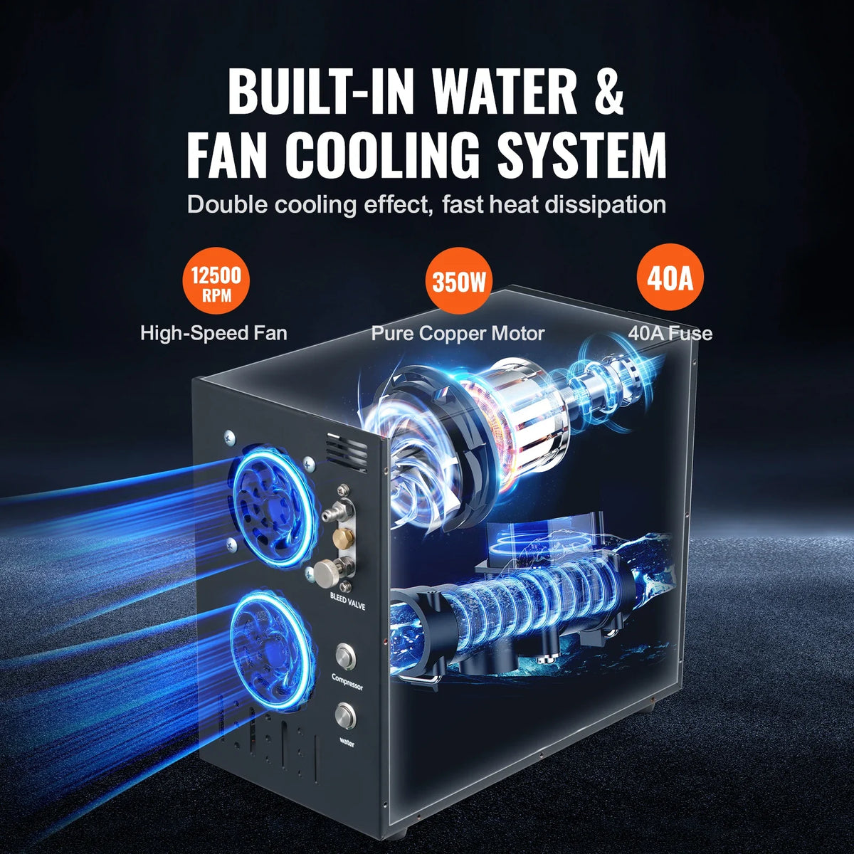 PCP Air Compressor, 4500PSI/30Mpa Portable PCP Airgun Compressor - Built-in Water and Fan Cooling System, Auto-Stop