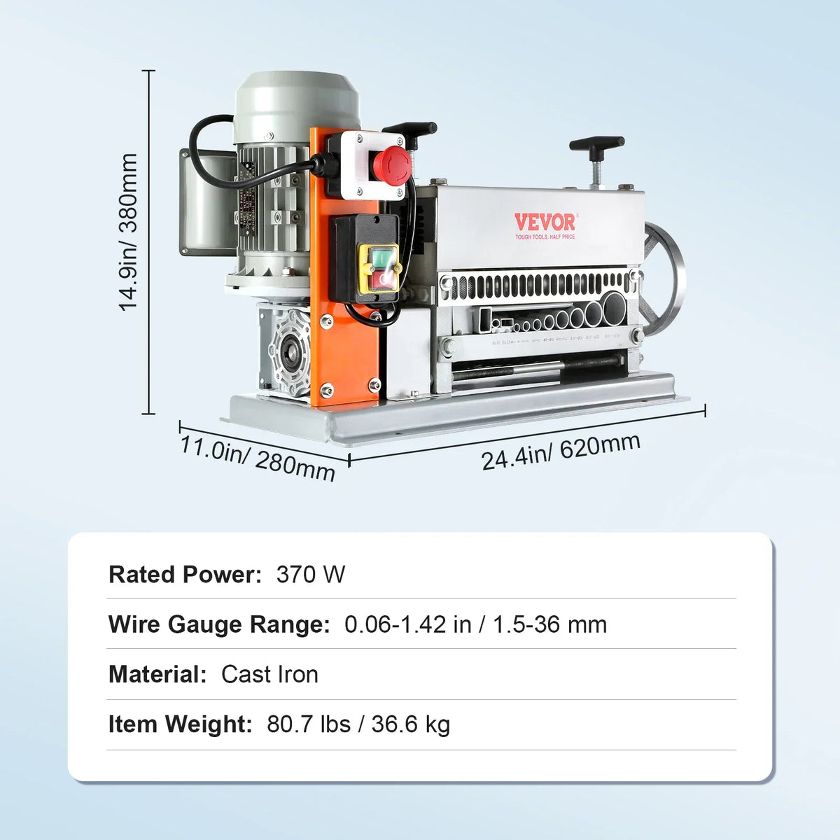 Electric / Manual Wire Stripping Machine Cable Stripper Wire Peeler 370W 1.5-36mm 11 Channels for Scrap Copper Recycling