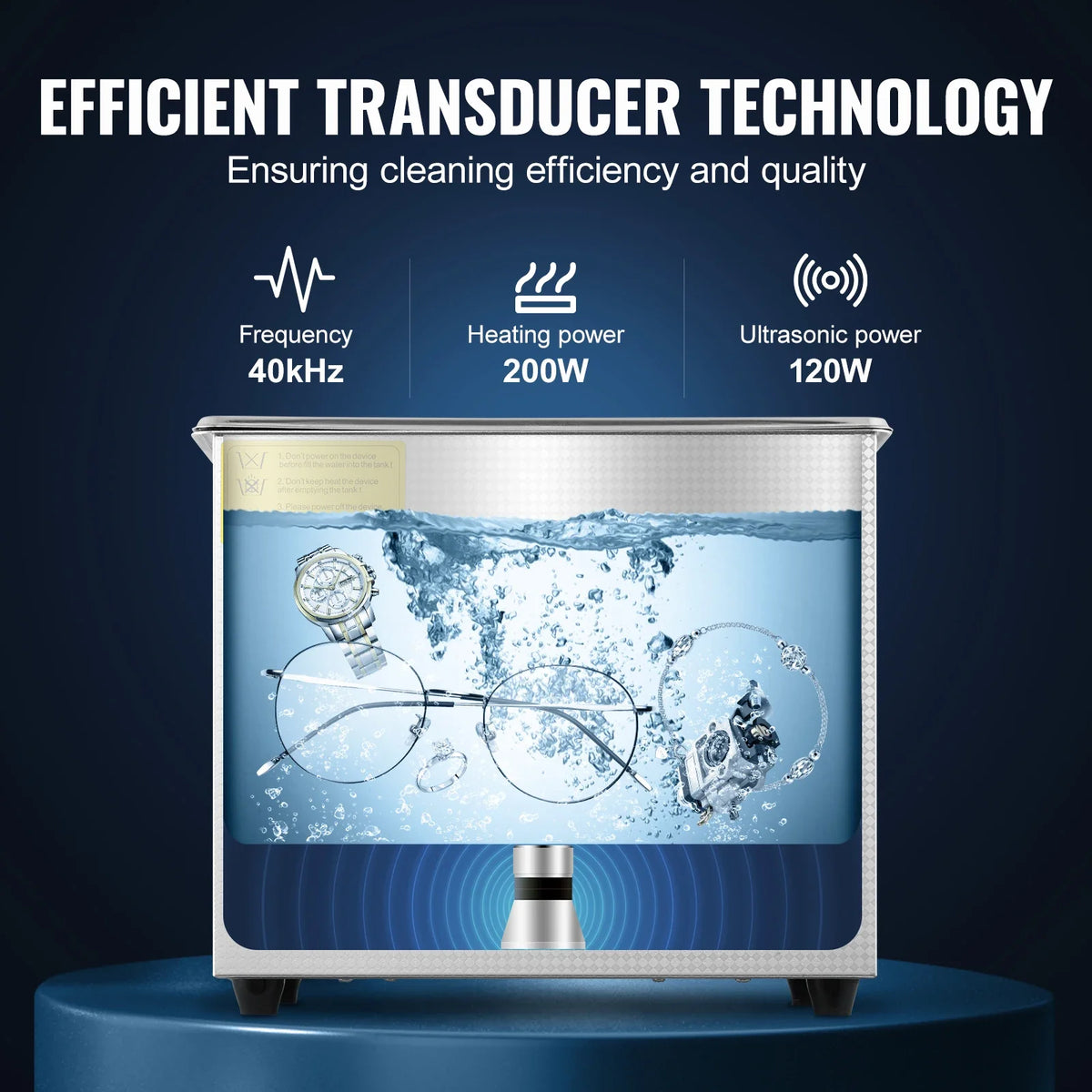 Ultrasonic Cleaner 2.85L with Digital Timer Heater Stainless Steel Industrial Sonic Cleaner for Glasses Watches Rings