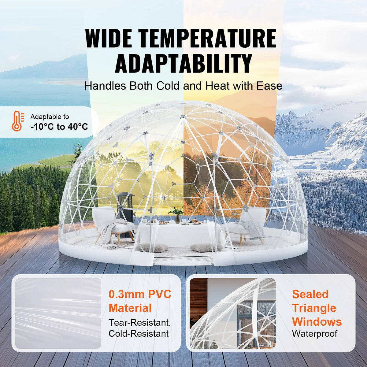 Garden Dome Igloo Tent House 9.5FT Dome Tent Waterproof Garden Igloo Outdoor Dome Camping Shelter for Patio Dining/Party