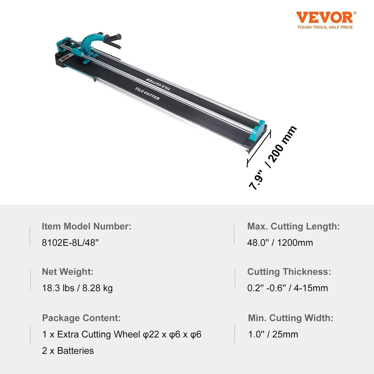 Manual Tile Cutter Laser Positioning Single Rails W/ Supporting Feet Professional Push Knife for Cutting Ceramic Porcelain