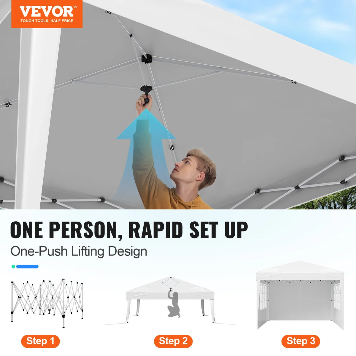 Pop Up Canopy 10x10ft Instant Gazebo Tent Portable Easy Up Canopy 3 Height Settings Outdoor Sun Shelter for Vendor Events