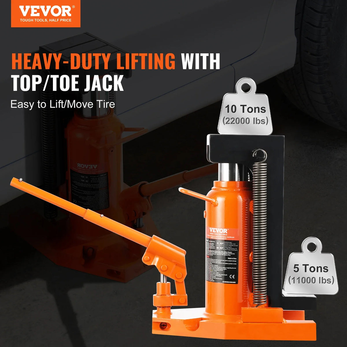 5 Ton On Toe Toe Jack Lift 10 Ton On Top Lift Capacity Machine Jack Air Hydraulic Claw Jack for Machinery Industry