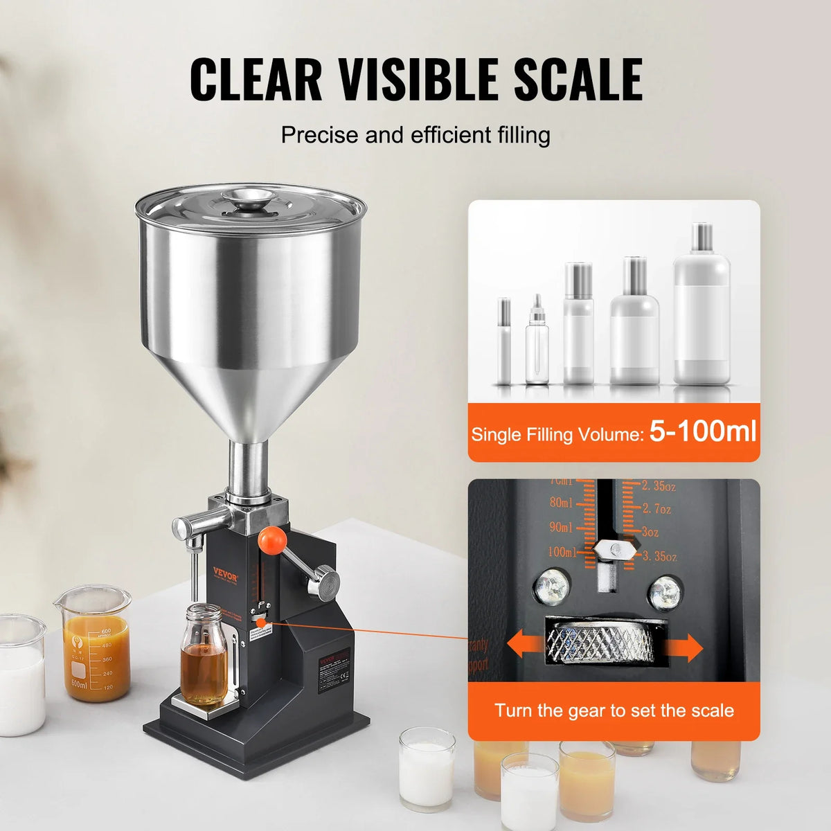 5-50/100ml A02 Pneumatic/Manual Paste Liquid Filling Machine Bottle Liquid Filler with Pedal for Water Juice Cosmetic Milk