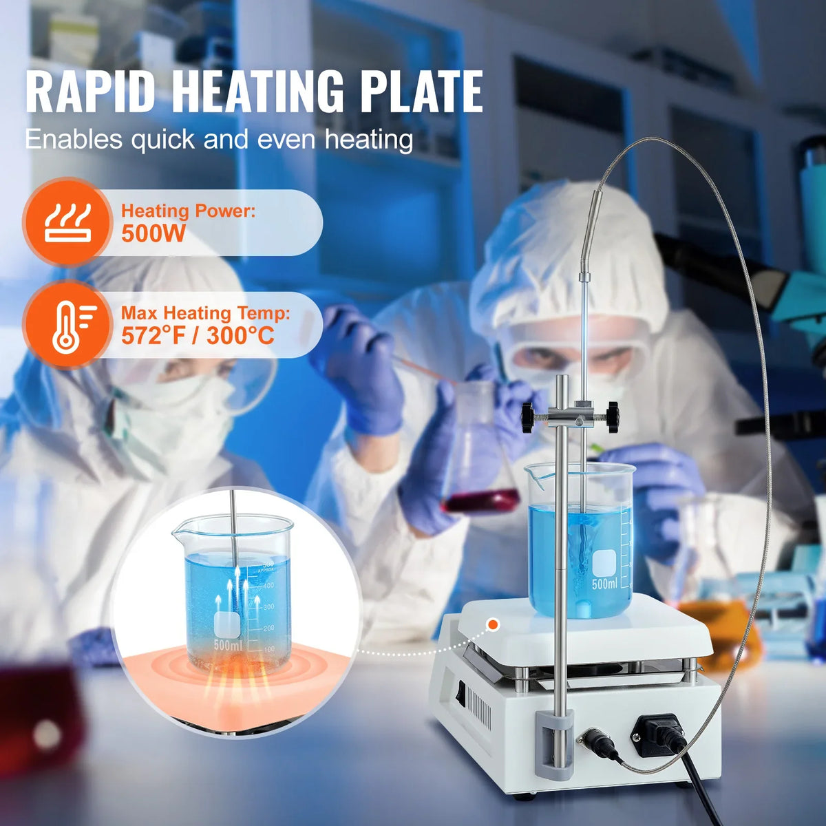 Magnetic Stirrer Hot Plate, Max 572°F/300°C, 0-2000 RPM Hot Plate w/Magnetic Stirrer,2000mL Hot Plate Stirrer w/LED Screen