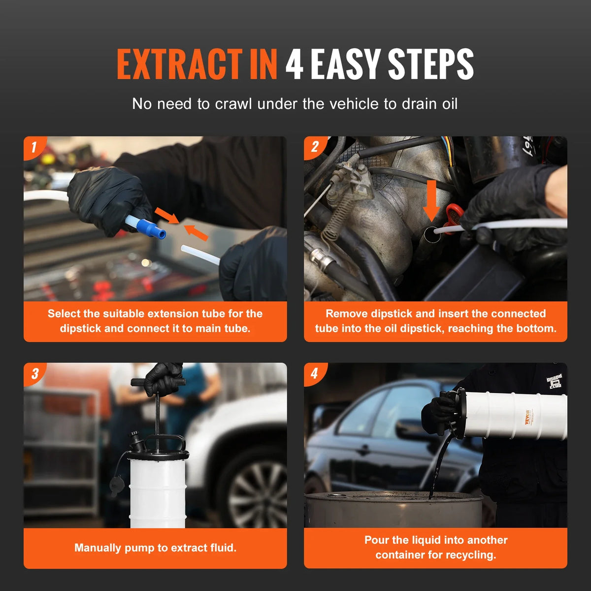 6.5L Fluid Extractor Manual Hand-Operated Car Brake Oil Changer Tool with Hose Vacuum Fluid Oil Pump for Car Accessories