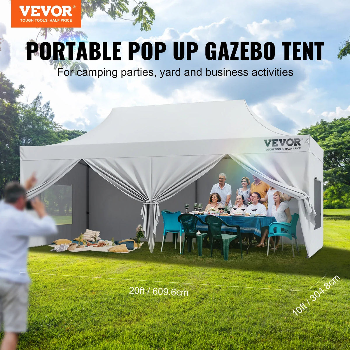 Pop-up Canopy Instant Canopies Removable Sidewalls Portable Gazebo UV Resistant Waterproof Tents for Outdoor Events Party