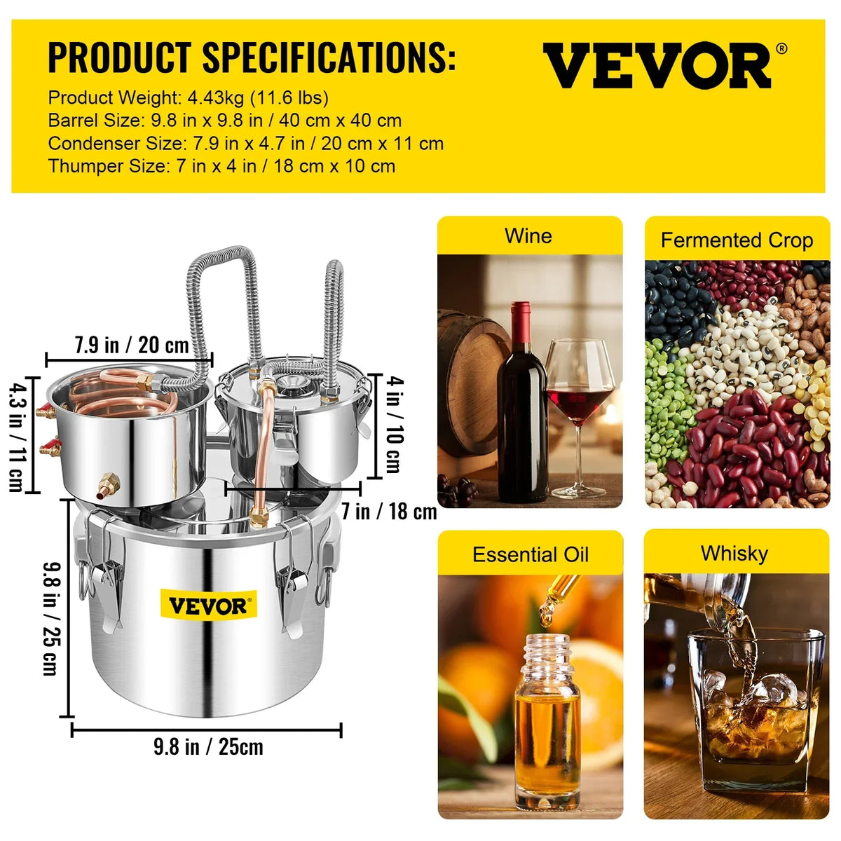 12L-50L Stainless Steel Alcohol Still, Commercial/Home Moonshine Distiller Kit for Whisky, Brandy, Essential Oils