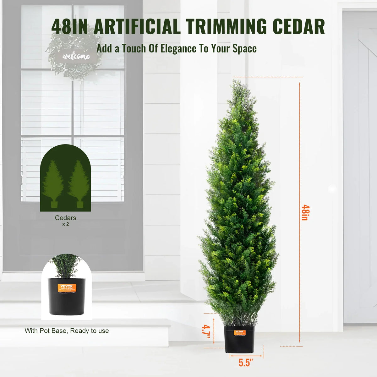 Artificial Cedar Topiary Tree Evergreen Fake Pine Cypress Trees Plant Artificial Greenery Set for Home Decor IndoorOutdoor