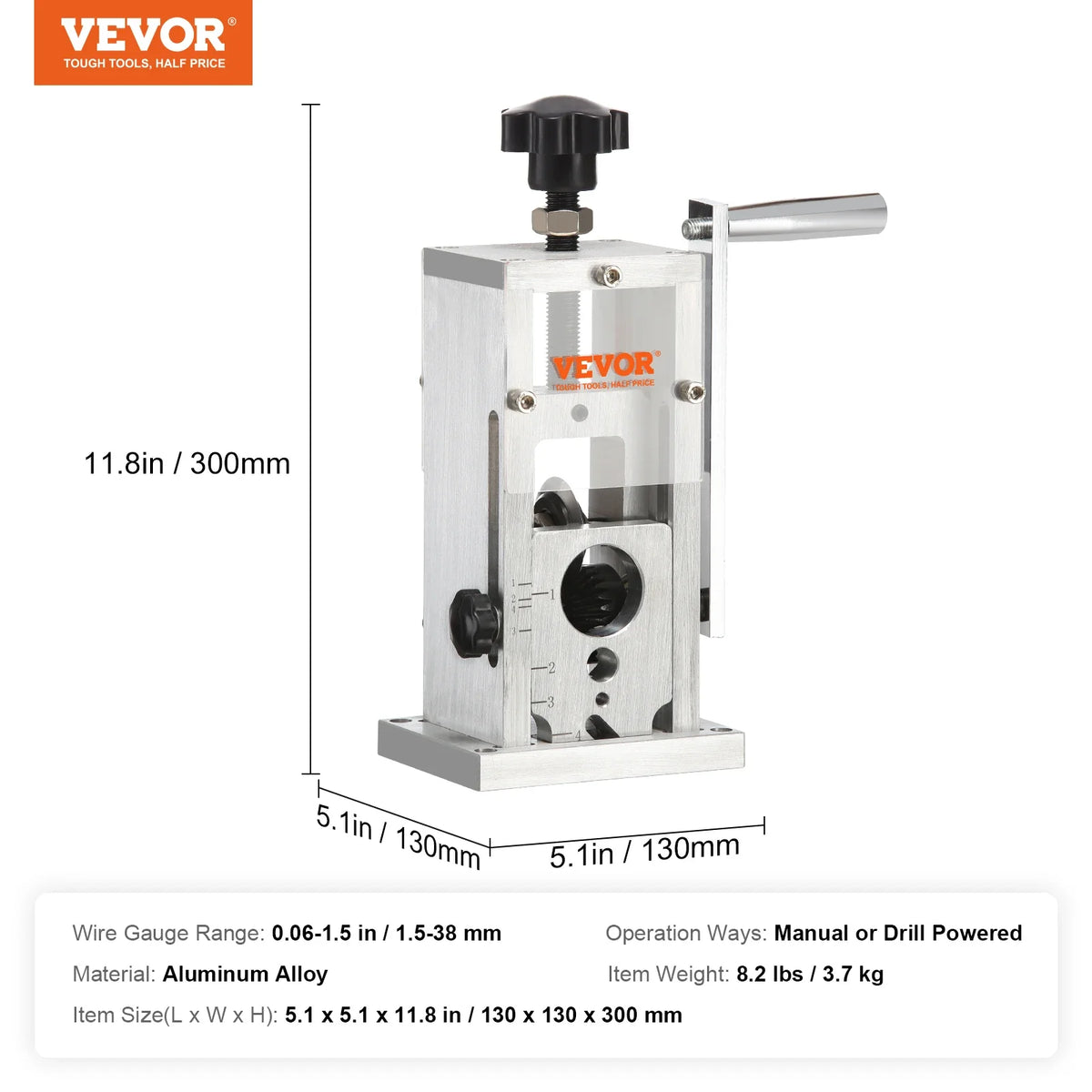 Manual Wire Stripping Machine 0.06''-1.5'' Copper Stripper Portable Aluminum Frame Wire Peeler for Scrap Copper Recycling