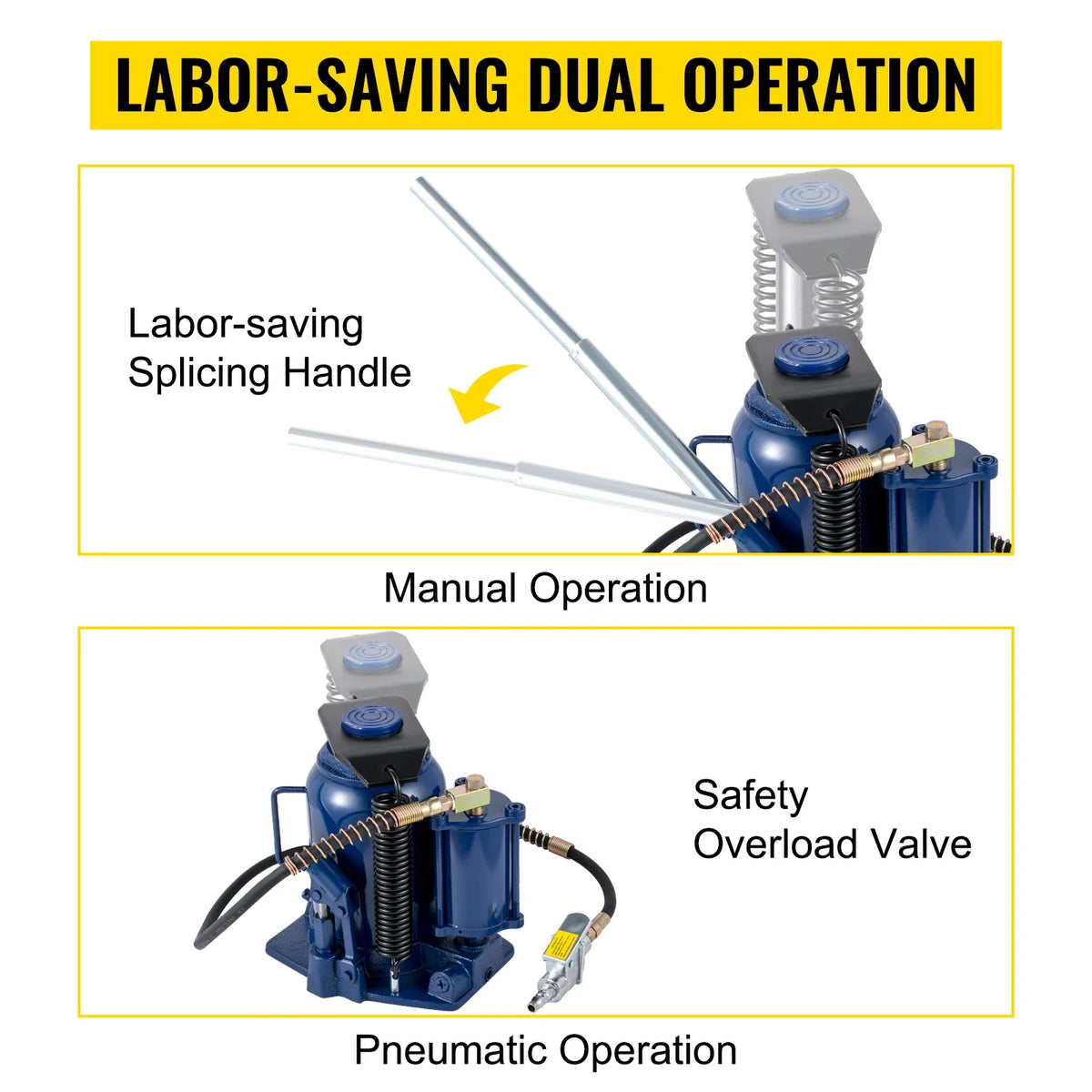 32 Ton/70550lbs Pneumatic Hydraulic Bottle Jack with Manual Hand Pump for Heavy Duty Auto Truck RV Repair Lift