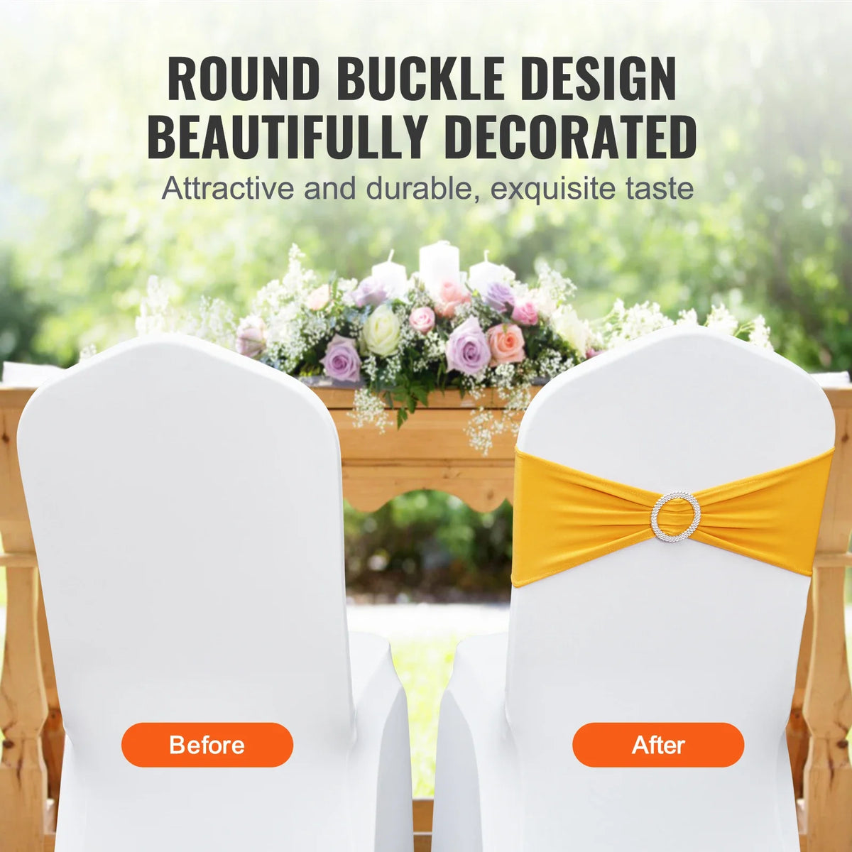 100pcs Stretch Spandex Chair Sashes Bows Stretch Chair Slipcover Sash Elastic Chair Bands for Wedding Holiday Decor