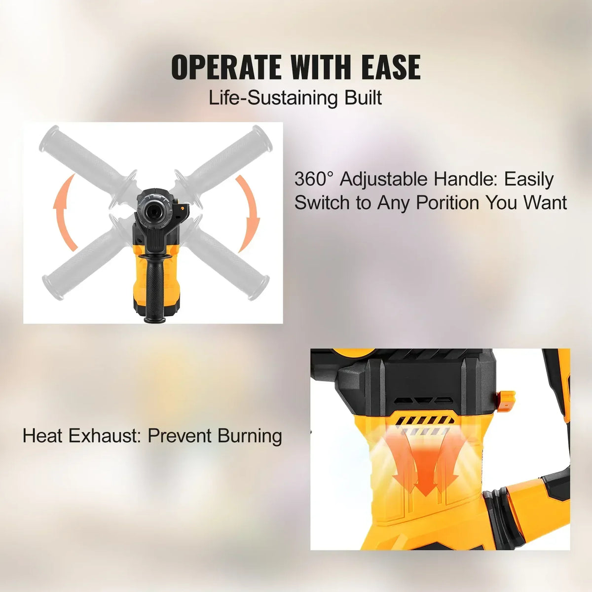 Rotary Hammer Drill  4 Modes SDS-Plus Corded Demolition Chipping Metal Concrete Breaker Jackhammer 1500W Max Drilling 32mm