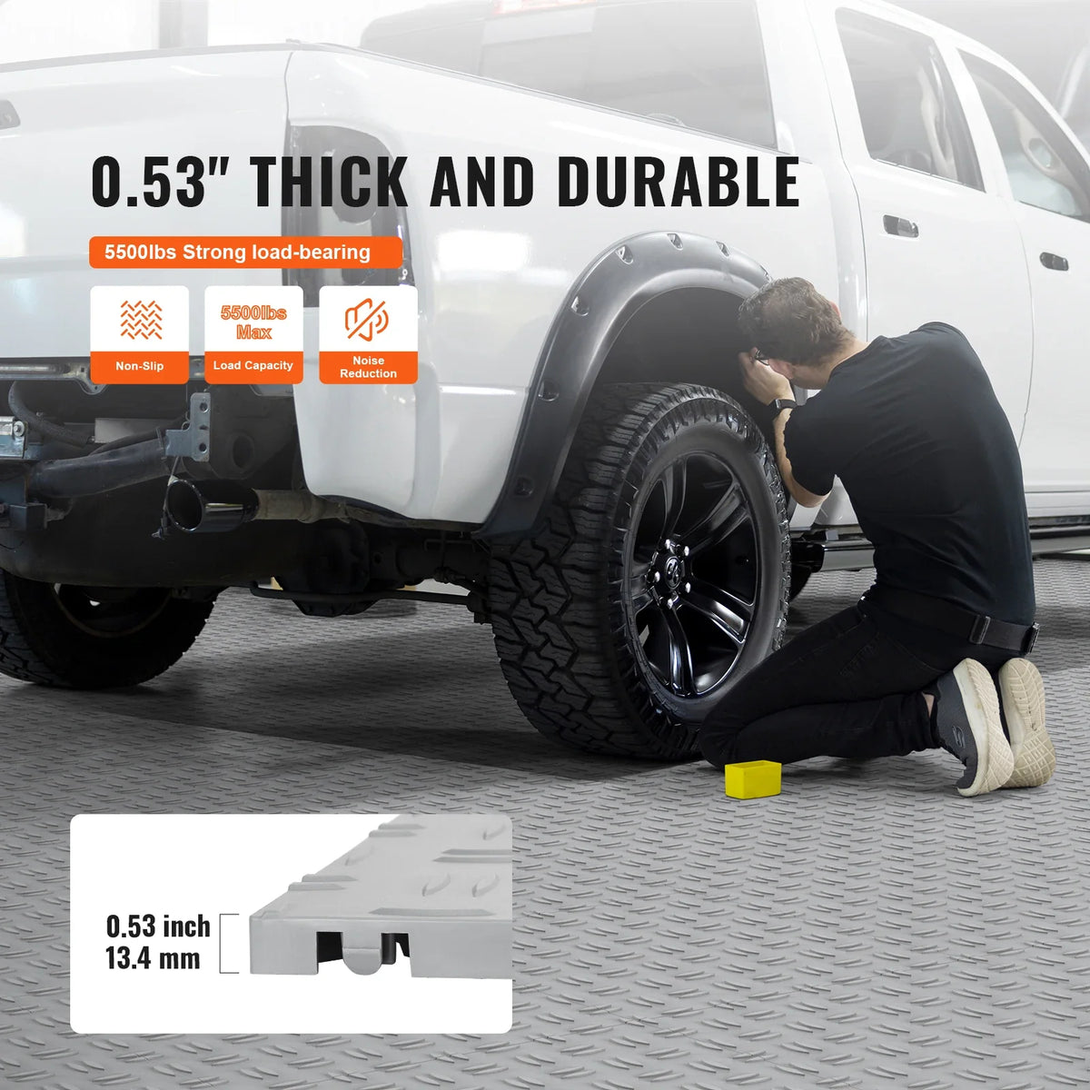 12 x 12 x 0.53 inch 25/50 Pack Non-Slip Double-Sided Texture Garage Flooring Tiles for Garages Basements Repair Shops
