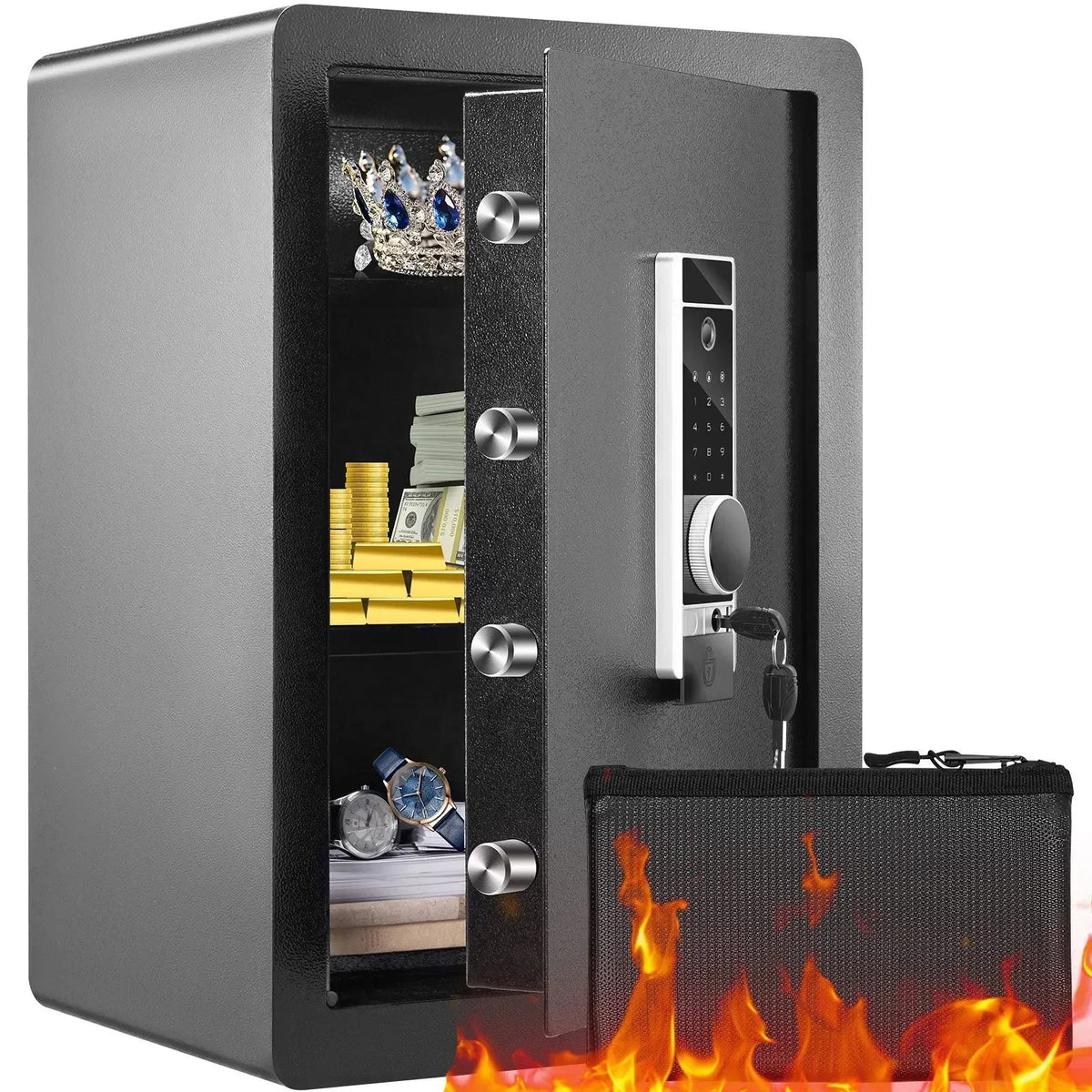 Safe 2.2 Cubic Feet Home Safe Steel for Cash Gold 15.75x13x23.6 inch Safe Box for Home, Hotels and Offices