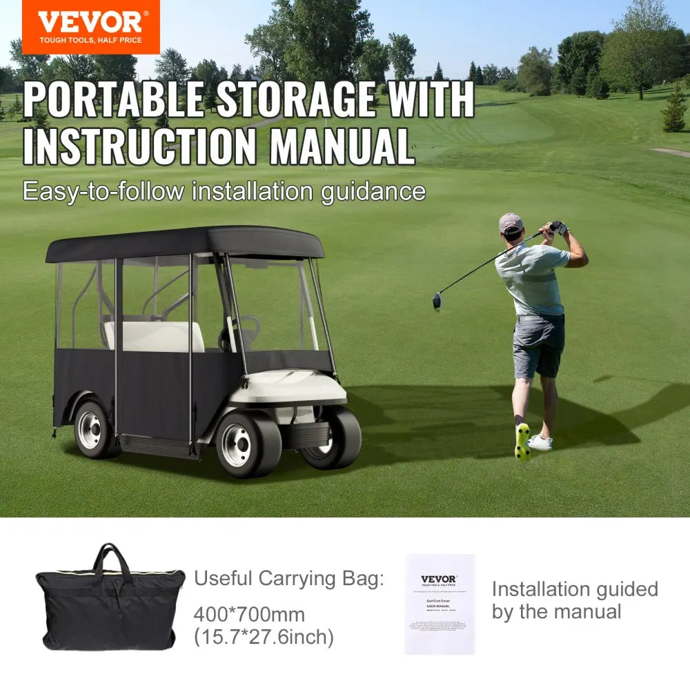 Golf Cart Rain Curtain Enclosure,Protective Anti-dust Sunscreen Rainproof Driving Enclosure with Transparent Windows