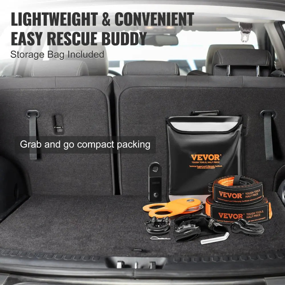 Off-Road Recovery Kit  Heavy Duty Winch Recovery Kit with 30000 lbs Tow Straps D-Ring Shackles Shackle Receiver