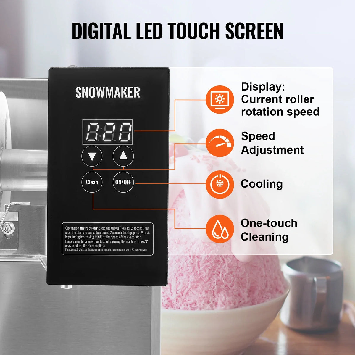 Commercial Snowflake Ice Machine,180KG/24H Snowflake Ice Maker,Stainless Steel Ice Shaver Machine,Electric Snow Cone Maker