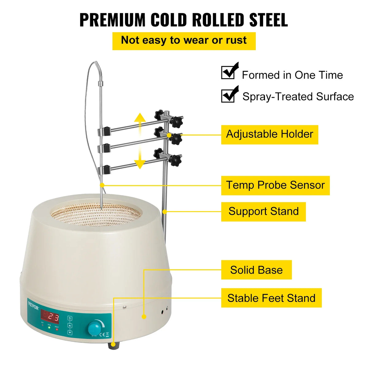 Knob Magnetic Agitador 1/2L 0-1600RPM Liquid Heating Mantle Stirrer Hot Plate Vortrx Mixer Shaker for Chemical Laboratory
