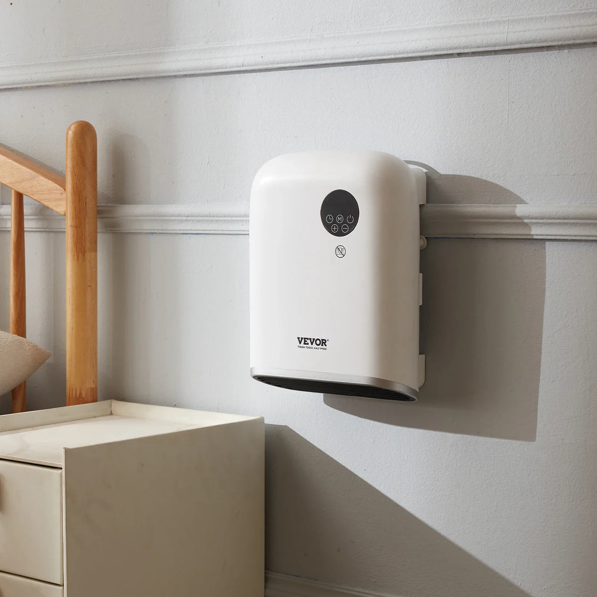 Electric Wall Heater 1500W Small Space Heaters with Knob Adjustment Tip-Over Overheat & IPX24 Waterproof Safety Protection