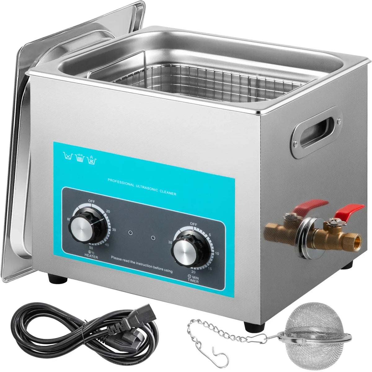 10L Ultrasonic Cleaner Knob Control Jewelry Cleaner with Heater Timer for Cleaning Jewelry Eyeglass Rings Dentures