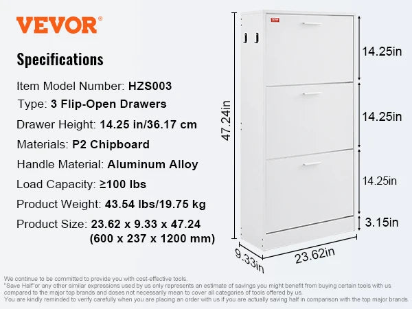 Shoe Cabinet with 2/3 Flip Drawers Shoe Storage Cabinet for Entryway Free Standing Shoe Storage Organizer for Heels Boots