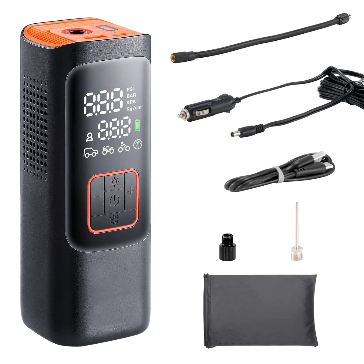 Tire Inflator Portable Air Compressor 7800mAh Battery & 12V DC Dual Power 2X Faster 160PSI for Car Motorcycle Bike Ball