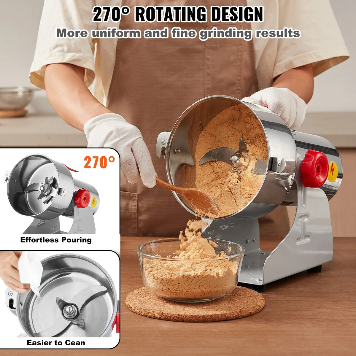 1000g Electric Grain Mill Grinder, High Speed 3000W Commercial Spice Grinders, Stainless Steel Pulverizer Powder Machine