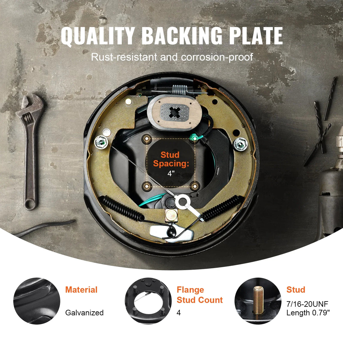 1 Pair 3500/7000 lbs Electric Trailer Brake Assembly Self-Adjusting Axle Backing Plates for Brake System Part Replacement