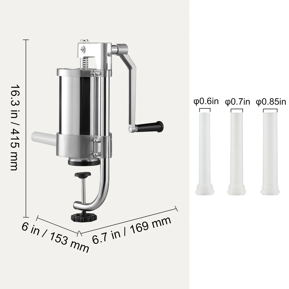 1.5/3L Manual Sausage Stuffer Filler Maker Meat Filling Machine 3Stuffing Tubes Vertical Kitchen Appliance Home Commercial