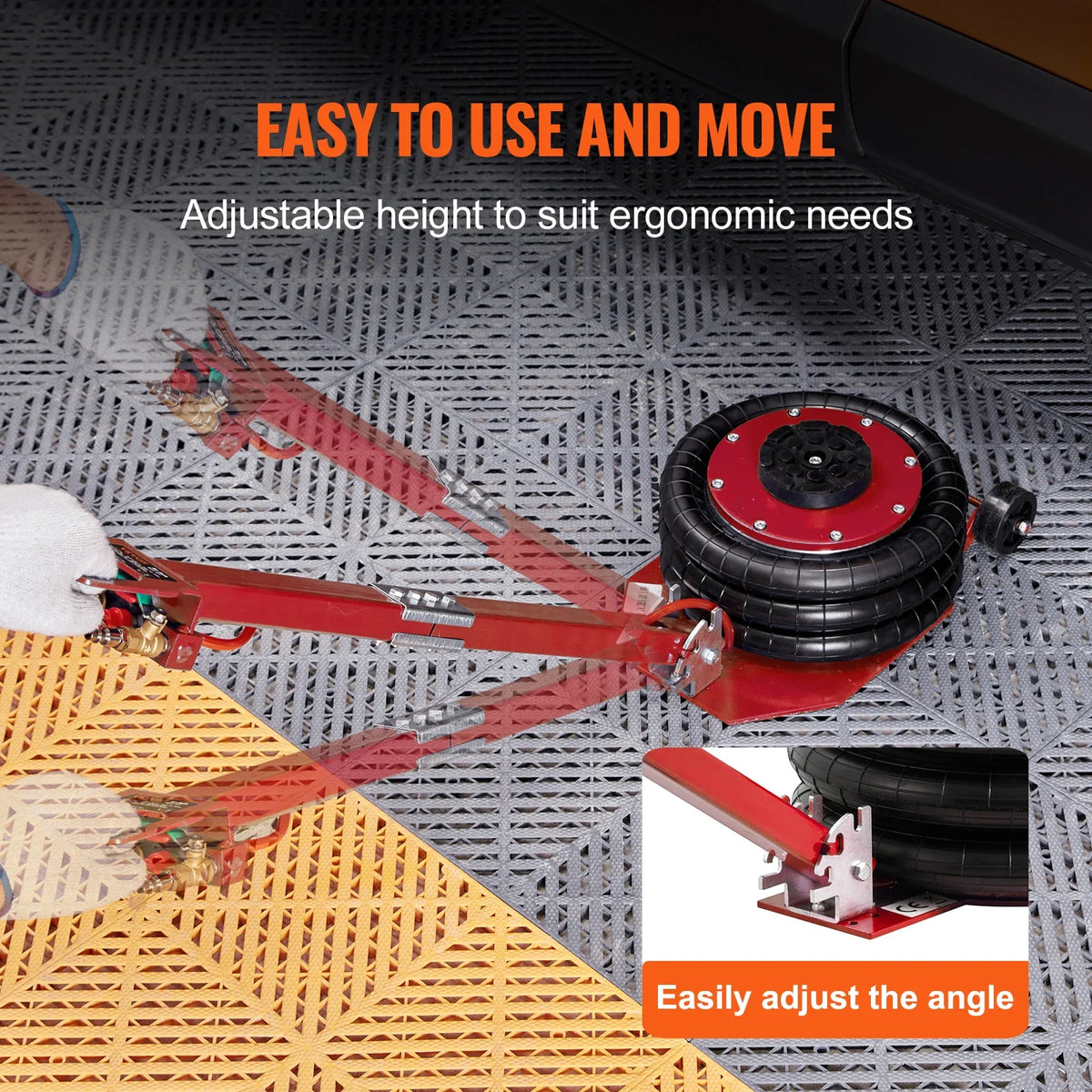 Air Jack,3Ton Triple Bag Air Jack,Airbag Jack w/Six Steel Pipes,3-5s Fast Lifting Pneumatic Jack, w/Adjustable Long Handle