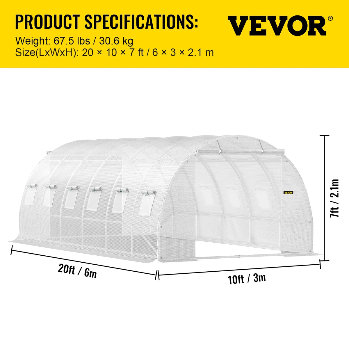 Walk-in Tunnel Greenhouse Portable Green Plant Hot House with Galvanized Frame & Waterproof Cover Protect Gardening Plants