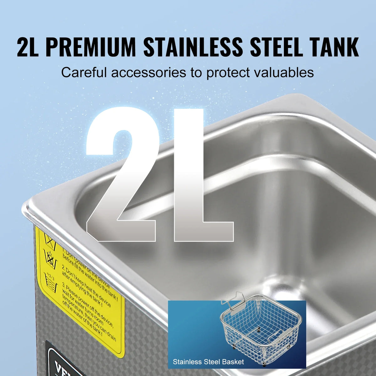 2L Ultrasonic Cleaner with Digital Timer & Heater, Ultra Sonic Jewelry Cleaner, Stainless Steel Heated Cleaning Machine