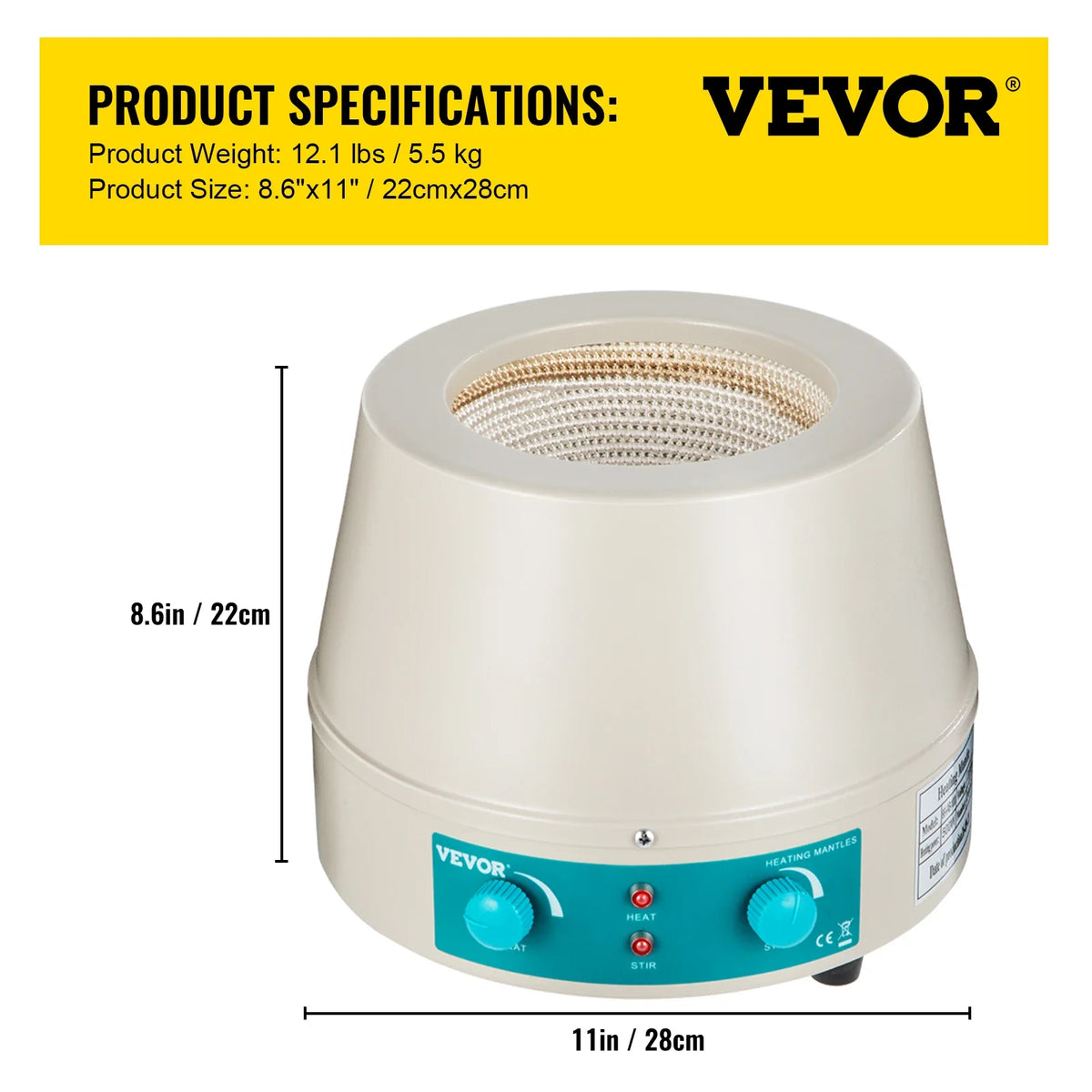 Knob Magnetic Agitador 1/2L 0-1600RPM Liquid Heating Mantle Stirrer Hot Plate Vortrx Mixer Shaker for Chemical Laboratory
